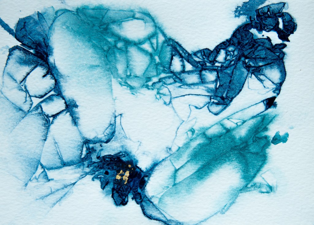 Florence Régnier, Crystal 1, série I, Encre naturelle et feuille d’or, 2026