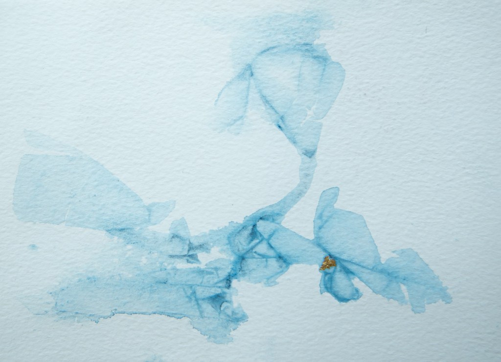 Florence Régnier, Crystal 4, série I, Encre naturelle et feuille d’or, 2026