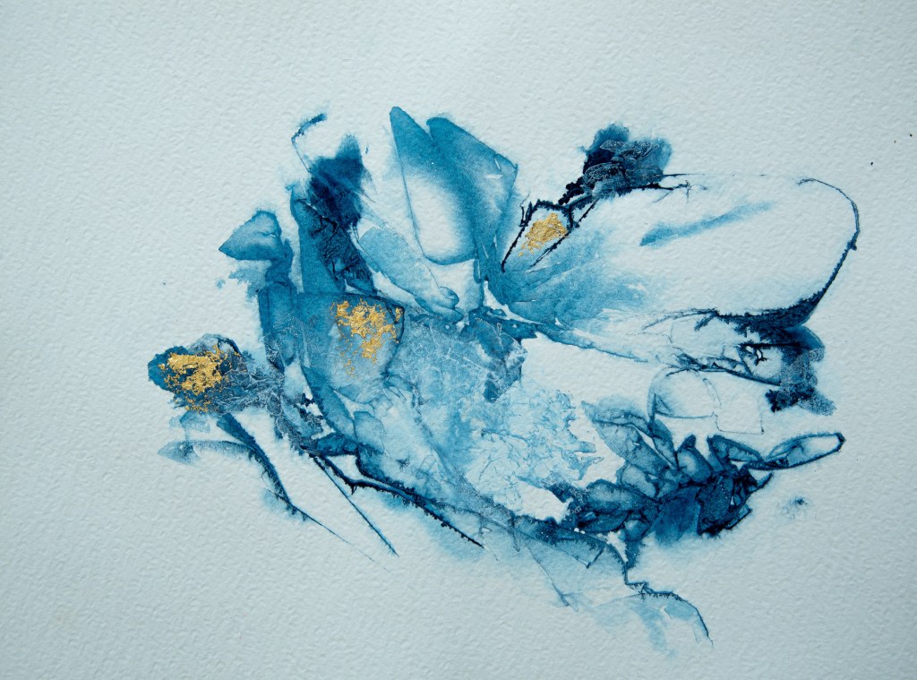 Florence Régnier, Crystal 6, série I, Encre naturelle et feuille d’or, 2026