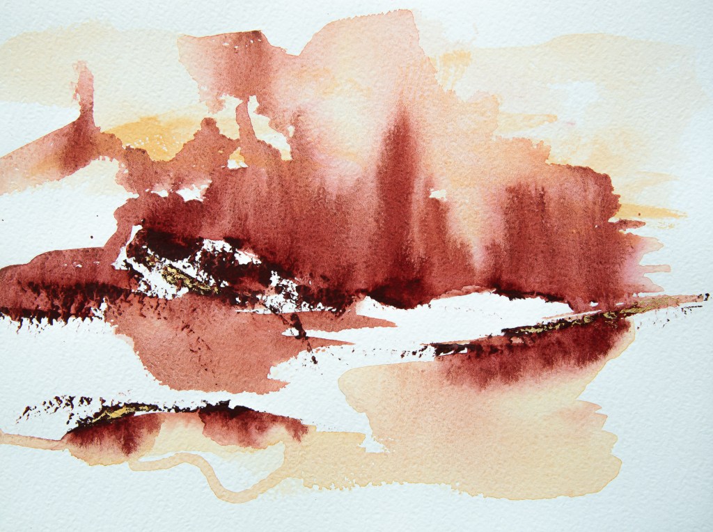 Florence Régnier, Horizon perdu 1sur2, série II Aquarelle et feuille d’or, 2026