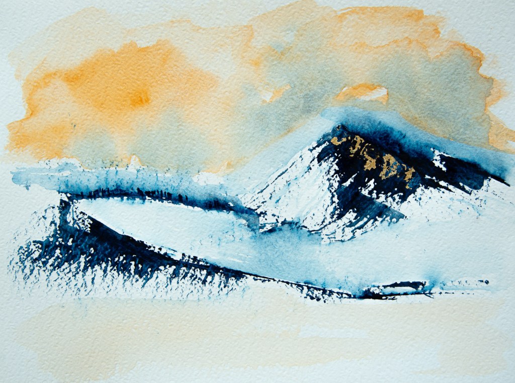 Florence Régnier, Horizon perdu 3sur5, série I, Aquarelle et feuille d’or, 2026