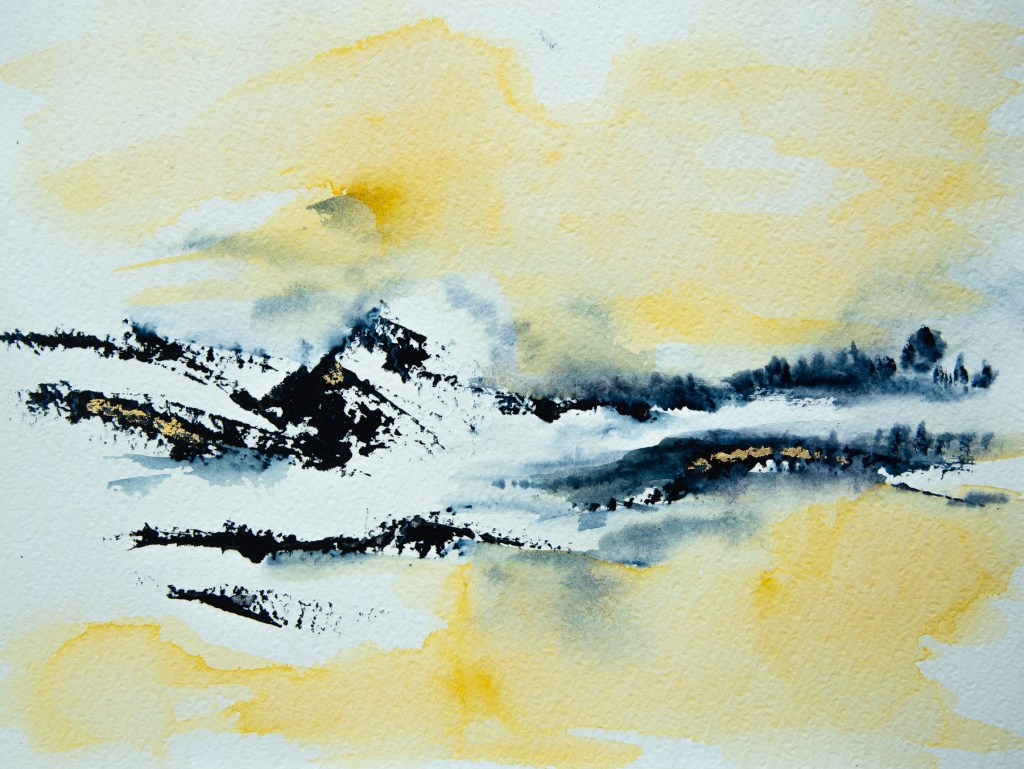 Florence Régnier, Horizon perdu 4sur5, série I, Aquarelle et feuille d’or, 2026