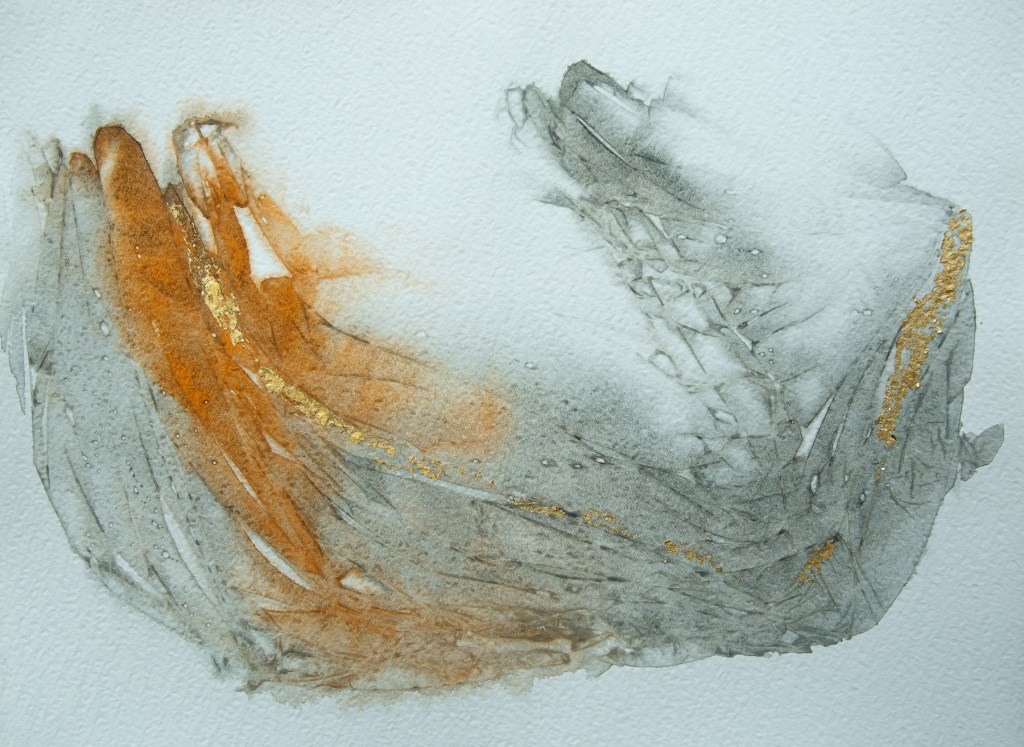 Florence Régnier, les elfiques 2sur6, Aquarelle et feuille d’or, 2026