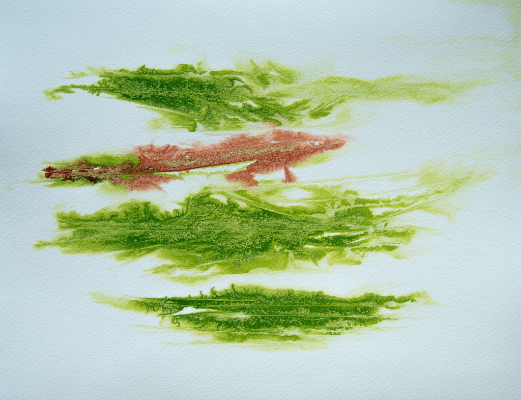 Florence Régnier, les elfiques 4sur6, Aquarelle et feuille d’or, 2026
