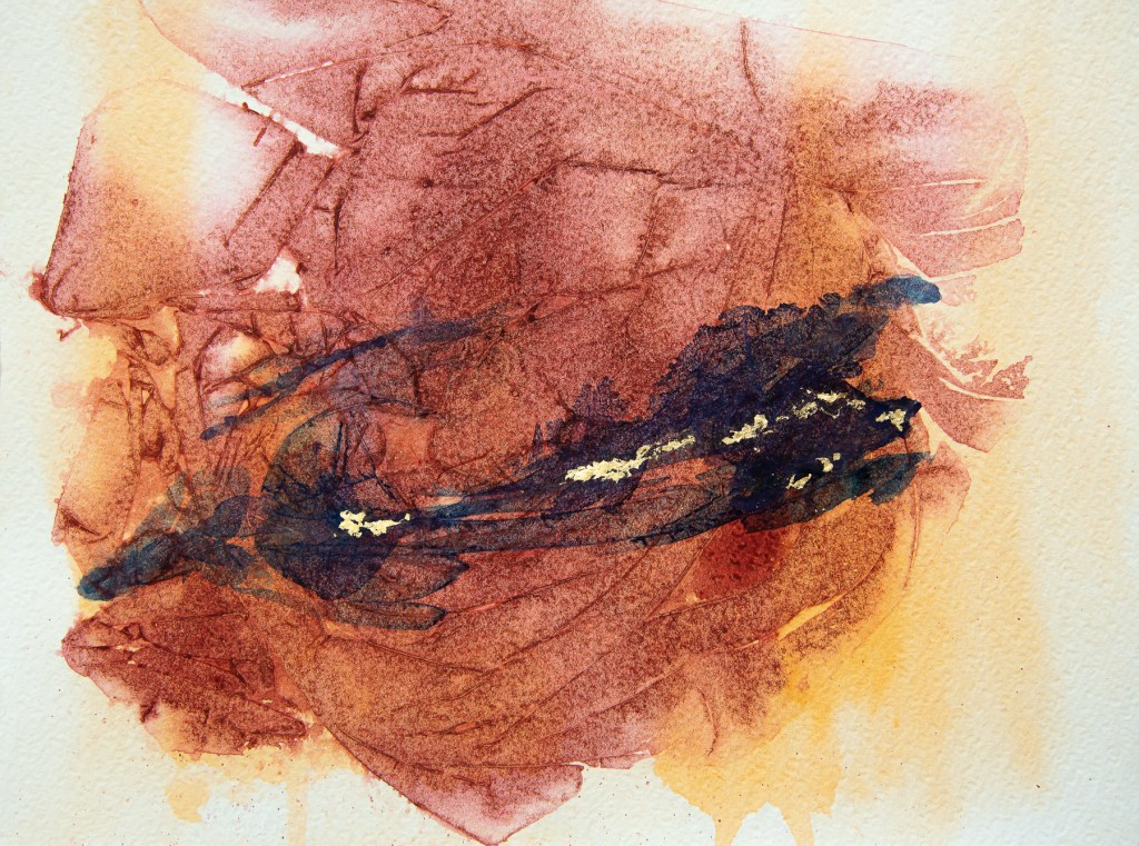 Florence Régnier, Petites activités solaires 1sur7, Aquarelle et feuille d’or, 2026