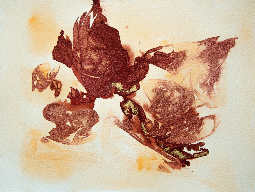 Florence Régnier, Petites activités solaires 2sur7, Aquarelle et feuille d’or, 2026