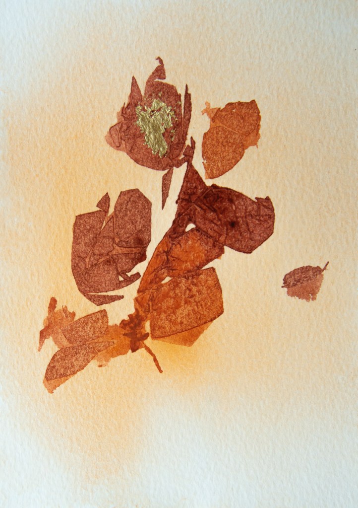 Florence Régnier, Petites activités solaires 4sur7, Aquarelle et feuille d’or, 2026