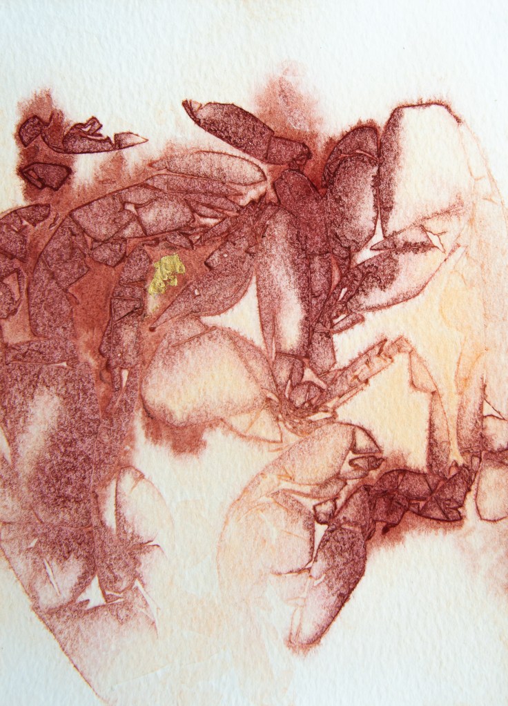 Florence Régnier, Petites activités solaires 7sur7, Aquarelle et feuille d’or, 2026