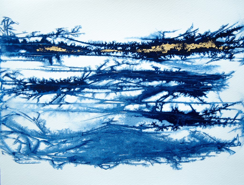 Florence Régnier, Scarabée 1sur5, série I, Encre et feuille d’or, 2026