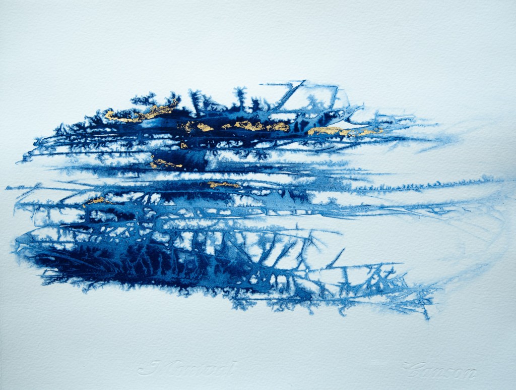 Florence Régnier, Scarabée 2sur5, série I, Encre et feuille d’or, 2026
