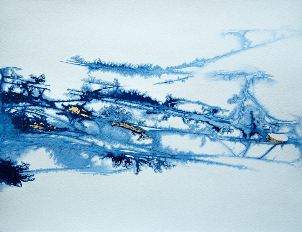 Florence Régnier, Scarabée 3sur5, série I, Encre et feuille d’or, 2026