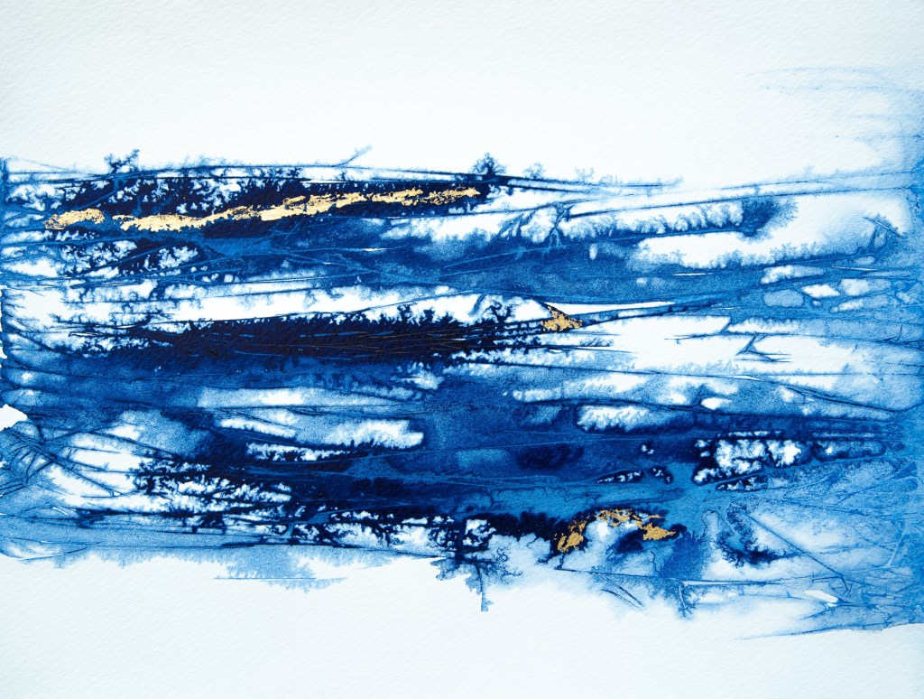 Florence Régnier, Scarabée 5sur5, série I, Encre et feuille d’or, 2026
