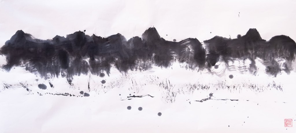 Florence Régnier, Echo #3, Encre sur papier xuan marouflé, 2025