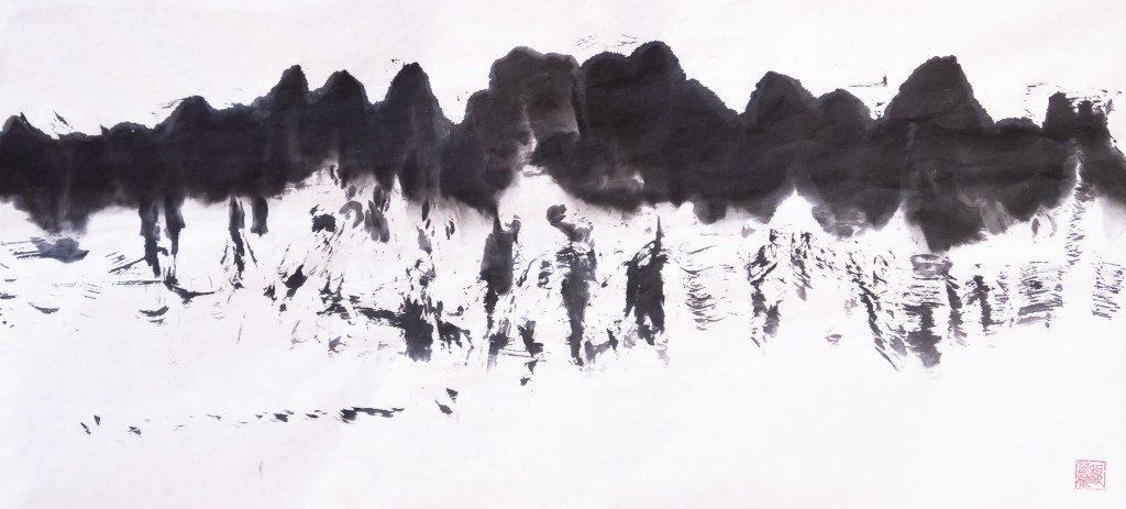 Florence Régnier, Echo #5, Encre sur papier xuan marouflé, 2025