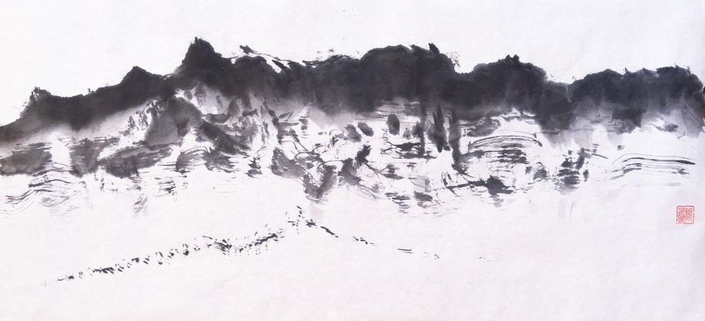 Florence Régnier, Echo #7, Encre sur papier xuan marouflé, 2025