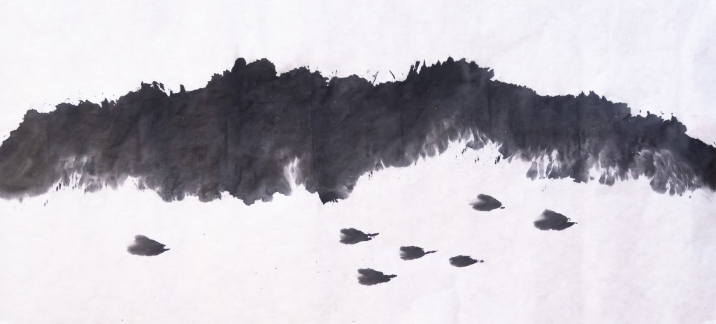 Florence Régnier, Echo #8, Encre sur papier xuan marouflé, 2025