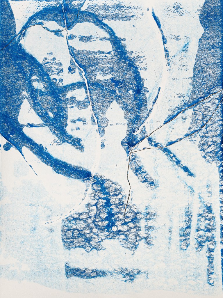 Florence Régnier, Herbe flottante 3 série 4, Technique mixte Encre et feuille dorée