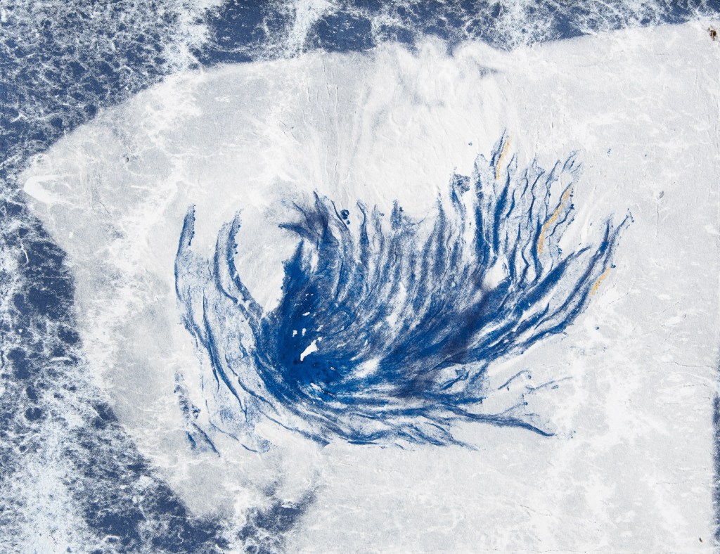 Florence Régnier, Nautile, technique mixte sur feuille en fibres de kozo, 2024