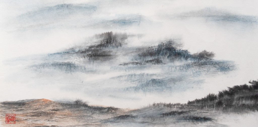 Florence Régnier, Rêve sur la lande, Encre de Chine sur papier xuan marouflé, 2019